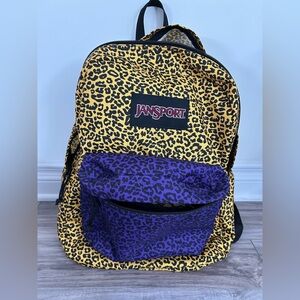 JanSport Yellow and Purple Leopard Backpack-brand new never used!